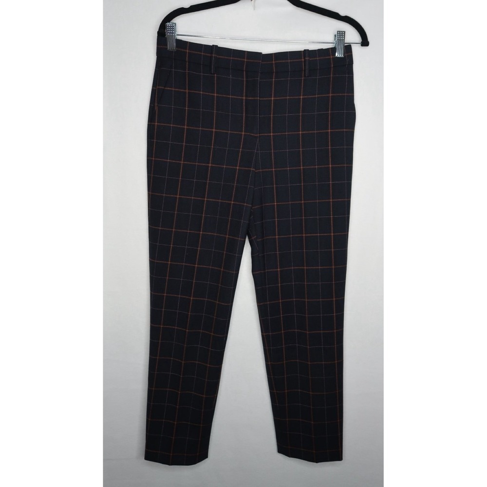 Theory Treeca 2 Tile Check Wool Blend Crop Pants Size 4 Career Office Plaid Chic
